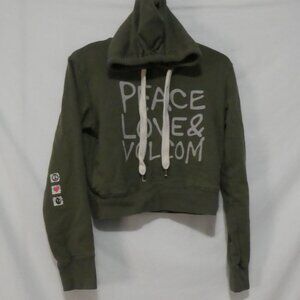 VOLCOM STN | large | Green Cropped Hoodie with Graphic Design